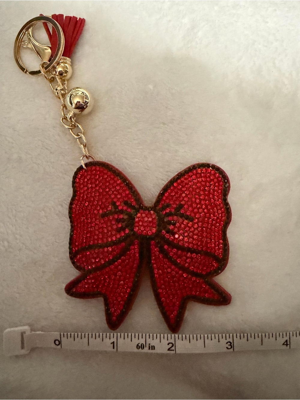Red Rhinestone Bow Plushy Bag or Key Charm
